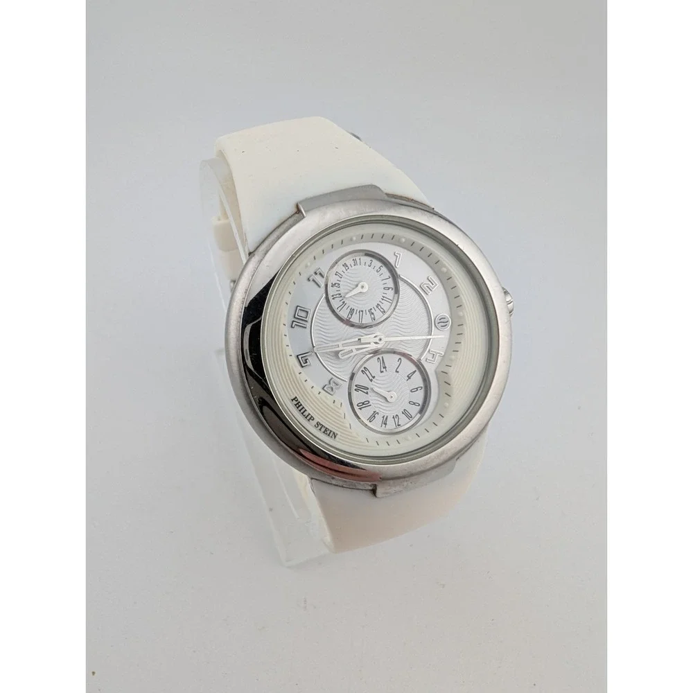 Philip Stein Active‎ Watch Women 38mm Case White Silicone Band- New Battery